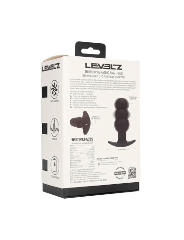 Tri Bulb Vibrating Silicone Anal Plug - Black