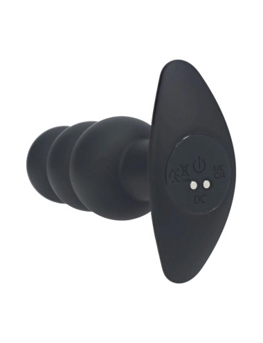 Tri Bulb Vibrating Silicone Anal Plug - Black