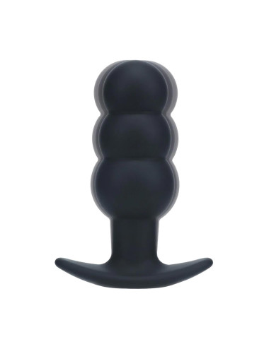Tri Bulb Vibrating Silicone Anal Plug - Black