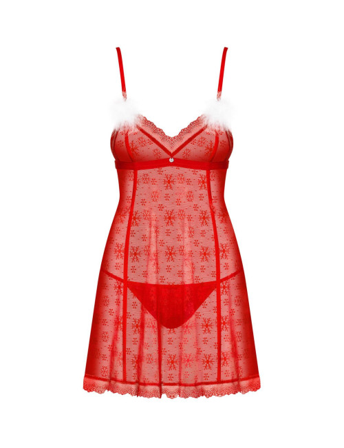 Obsessive Claussica Mikołajki Zestaw Babydoll i Stringów XL/2XL