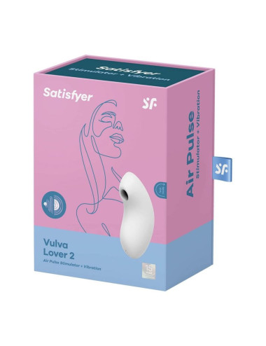Vulva Lover 2 White - Zabawka, Wibrator i Stymulator Łechtaczki, IPX7, Satisfyer