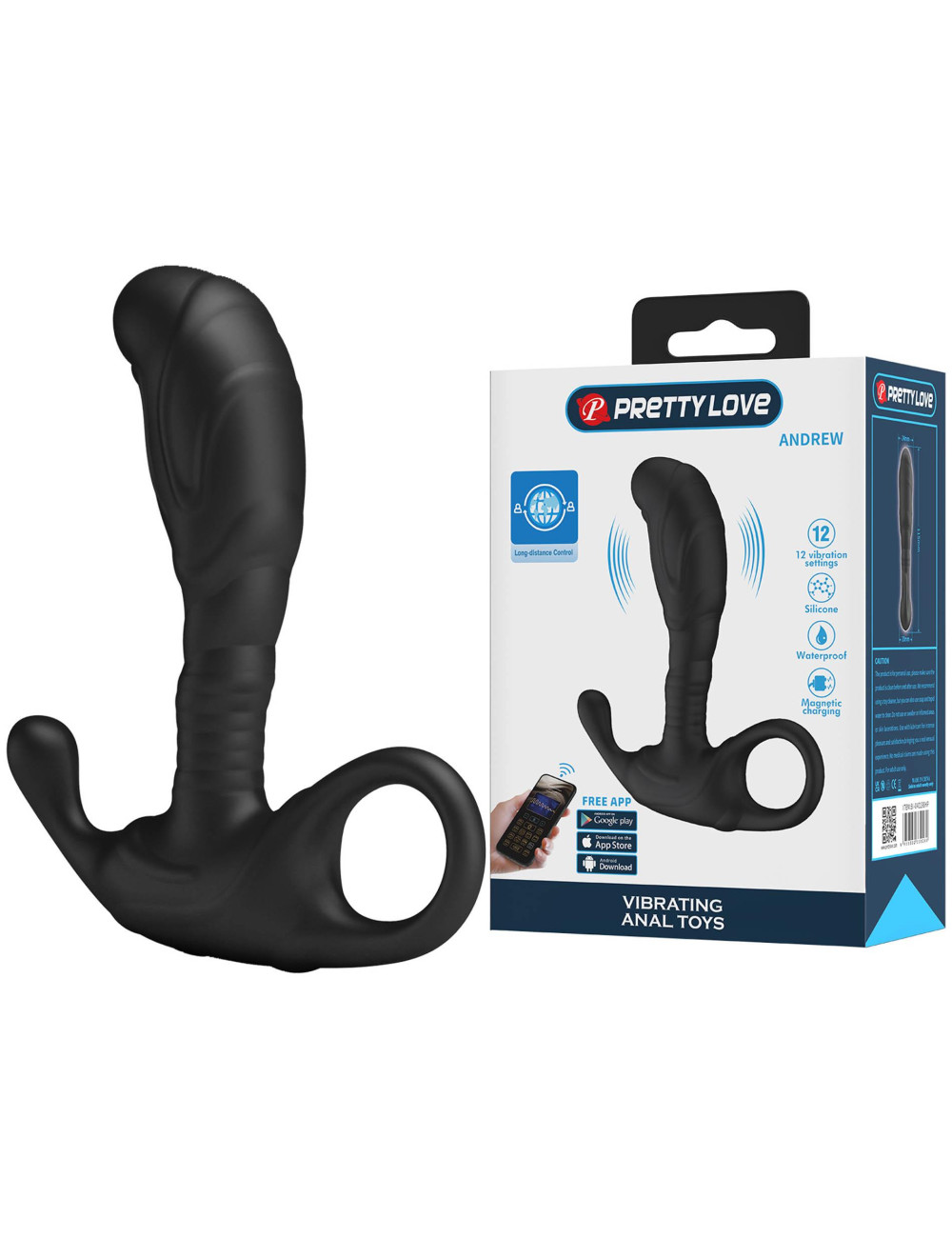 Pretty Love Andrew - App-Controlled Anal Plug - Masażer Prostaty - Zabawki Analne, 12 Trybów Wibracji