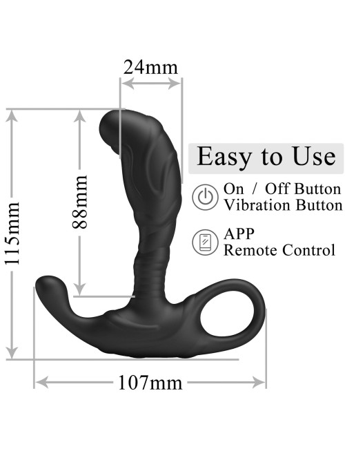 Pretty Love Andrew - App-Controlled Anal Plug - Masażer Prostaty - Zabawki Analne, 12 Trybów Wibracji
