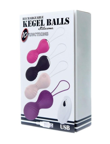 Kulki-Vibrating Silicone Kegel Balls USB 10 Function / Remote control -Flesh
