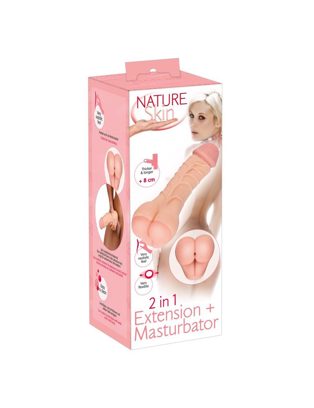 Nature Skin 2in1 Extension+Mas – Masturbator i przedłużacz, zabawki dla dorosłych