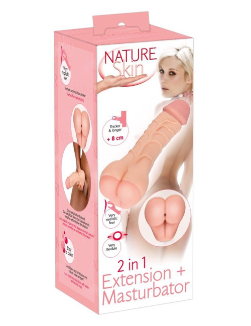 Nature Skin 2in1 Extension+Mas – Masturbator i przedłużacz, zabawki dla dorosłych