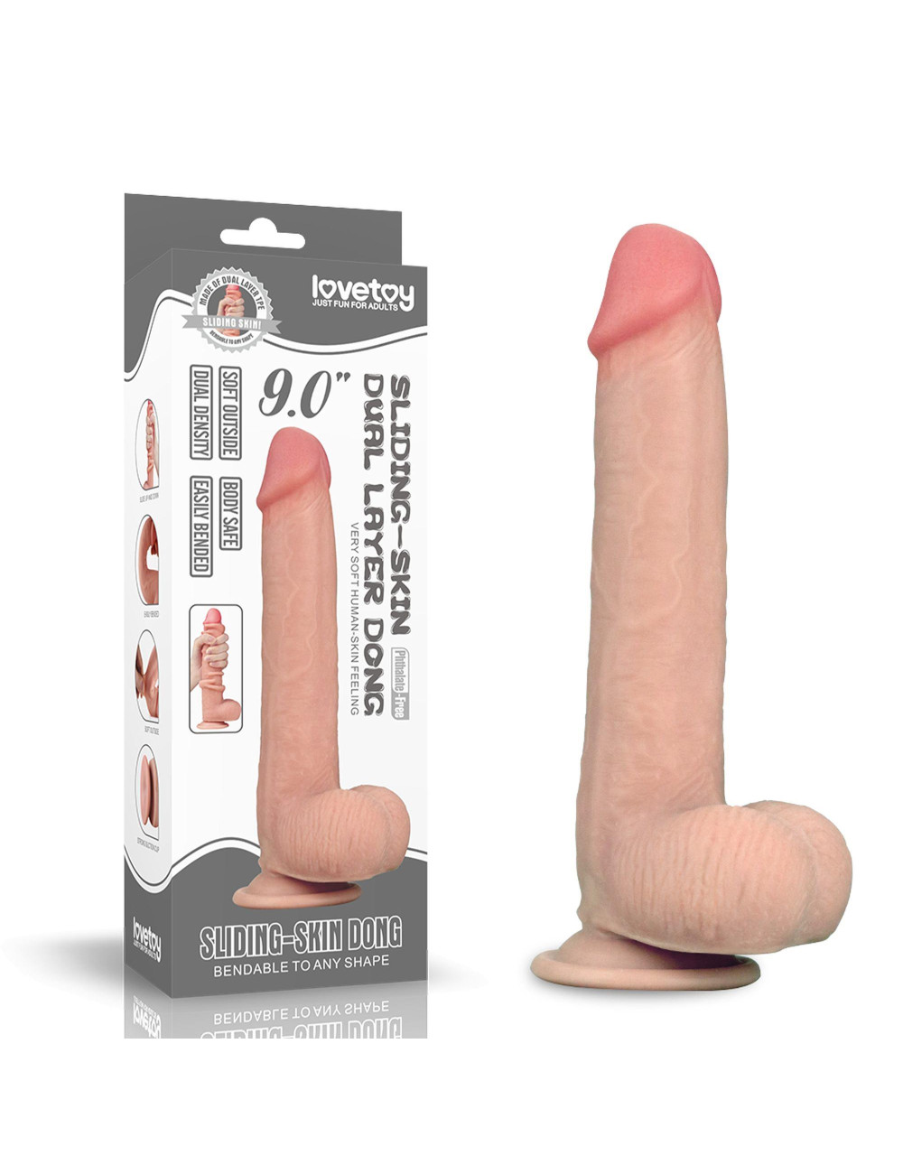 Lovetoy Realistyczne Dildo z TPE Sliding Skin 23 cm