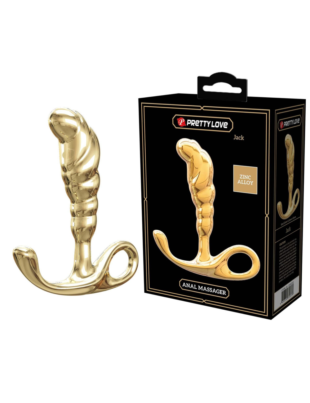 Pretty Love Jack Metal Prostate Massager - masażer prostaty, zabawki analne, cynkowy stop, złocona powierzchnia