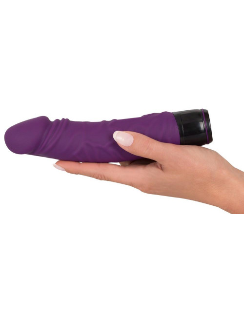 Vibra Lotus – Fioletowy wibrator z cyber-skóry 20 cm