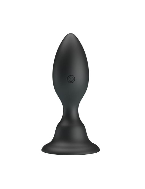 Pretty Love Push Over - Wibrujący czarny silikonowy plug analny z przyssawką