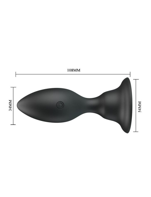 Pretty Love Push Over – Wibrujący Czarny Plug Analny z Przyssawką