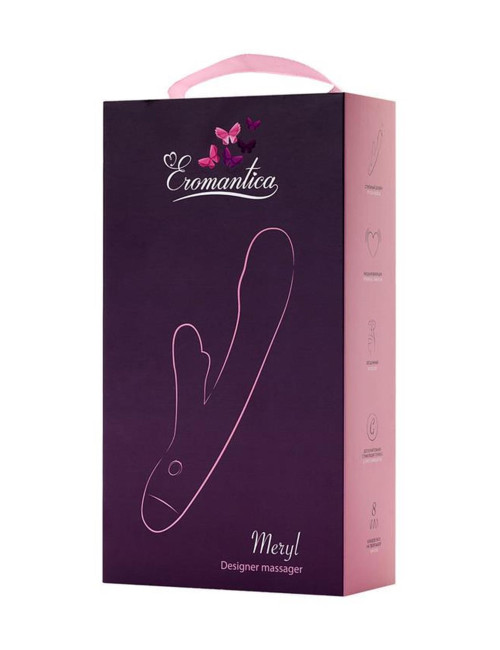 xVibromassager Eromantica MERYL - wibrator silikonowy 22,5 cm, różowy, 8 trybów, dwuramienny, wodoodporny, zabawki erotyczne