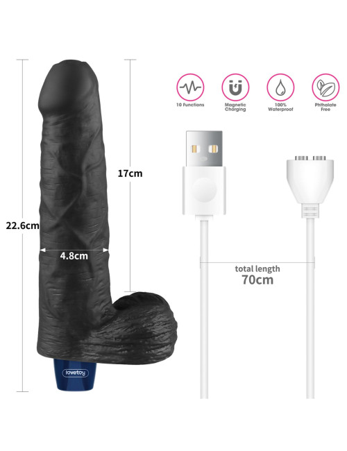 9-calowy Real Softee Dildo - Vibracyjny, TPE Soft-Skin, Wodoodporny, Rechargeable