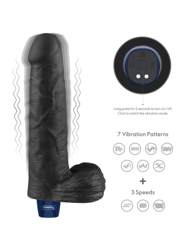 9" REAL SOFTEE Rechargeable TPE Vibrating Dildo(Black)