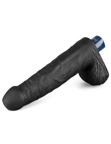 9" REAL SOFTEE Rechargeable TPE Vibrating Dildo(Black)