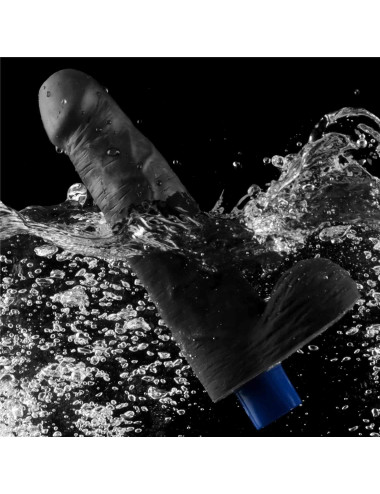 9" REAL SOFTEE Rechargeable TPE Vibrating Dildo(Black)