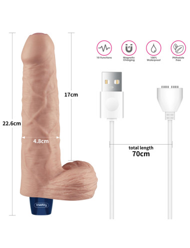 9" REAL SOFTEE Rechargeable TPE Vibrating Dildo(Flesh)