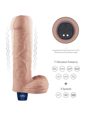 9" REAL SOFTEE Rechargeable TPE Vibrating Dildo(Flesh)