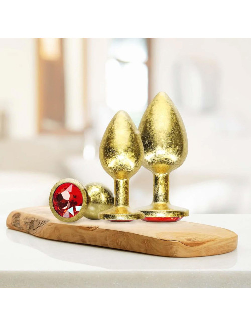 Milan Collection – Zestaw 3 Metalowych Plugów Analnych Gold, Aluminium, Złote Bazy