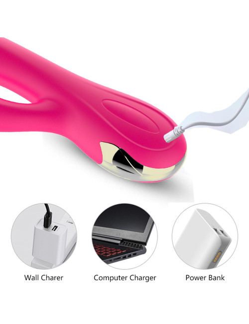 Wibrator silikonowy USB – 7 funkcji wibracji + grzanie – Punkt G, wodoodporny