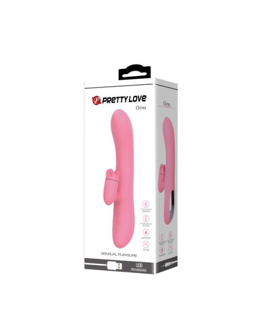 PRETTY LOVE Gina – Wibrator Króliczek USB, 4 obroty i 7 wibracji, Zabawki erotyczne