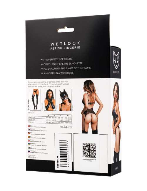 Glossy Miriam Czarny Zestaw Bielizny Wetlook M