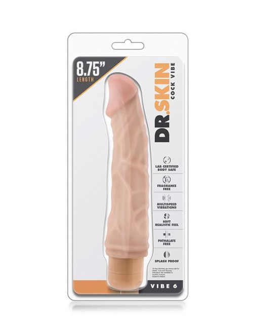 Realistyczny Wibrator DR. SKIN VIBE 6 FLESH - Wodoodporna Obrotowa Podstawa