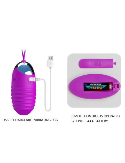 PRETTY LOVE JESSICA USB Jajko Bezprzewodowe Wibrujące 12 Funkcji - Wodoodporne, Silikon Zabawki
