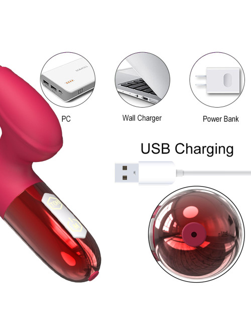 Wibrator silikonowy USB - podgrzewany, 10 trybów wibracji, IPX7, Punkt G, Zabawki erotyczne