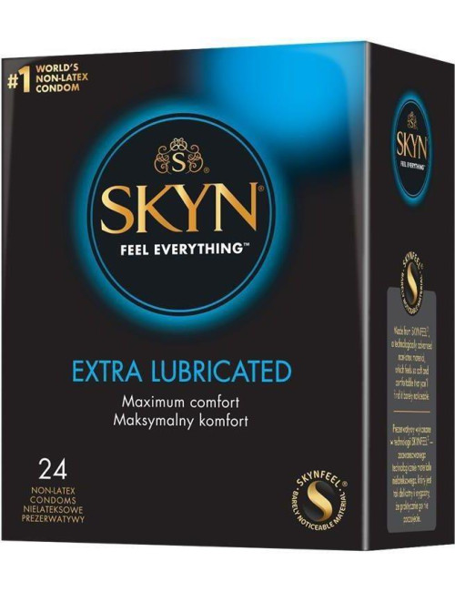 Prezerwatywy SKYN Extra Lube 24 – Afrodyzjaki, bez lateksu, poliizoprenowe z dodatkowym nawilżeniem