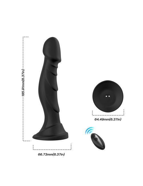 Optimus Black Dildo Realistyczny - 9 funkcji wibracji, zdalny pilot, wodoodporny