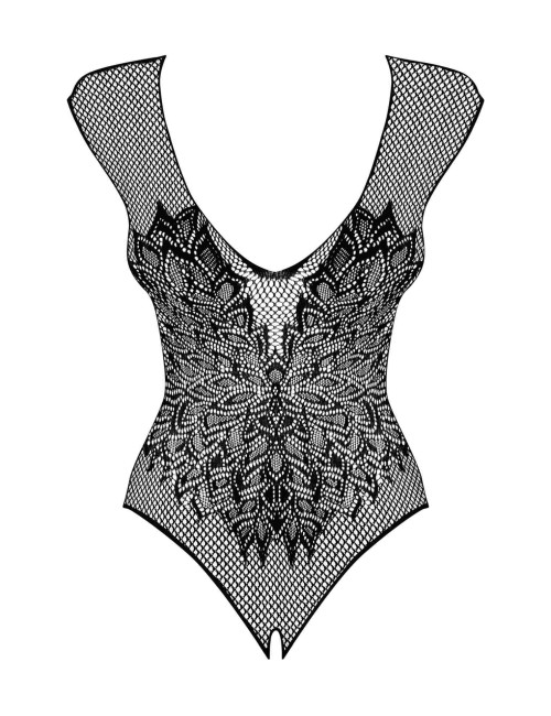 Obsessive B112 Czarne siateczkowe body ze wzorem skrzydeł XL/XXL