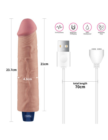 9.5" REAL SOFTEE Rechargeable TPE Vibrating Dildo(Flesh)