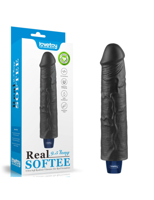 9.5" Real Softee Rechargeable Dildo TPE Vibrating - Realistyczny, Wodoodporny, USB, 24 cm