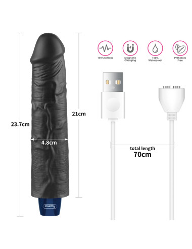 9.5" REAL SOFTEE Rechargeable TPE Vibrating Dildo(Black