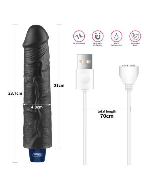 9.5" Real Softee Rechargeable Dildo TPE Vibrating - Realistyczny, Wodoodporny, USB, 24 cm