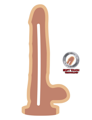 Dual Density Dildo 7inch Balls Light skin tone
