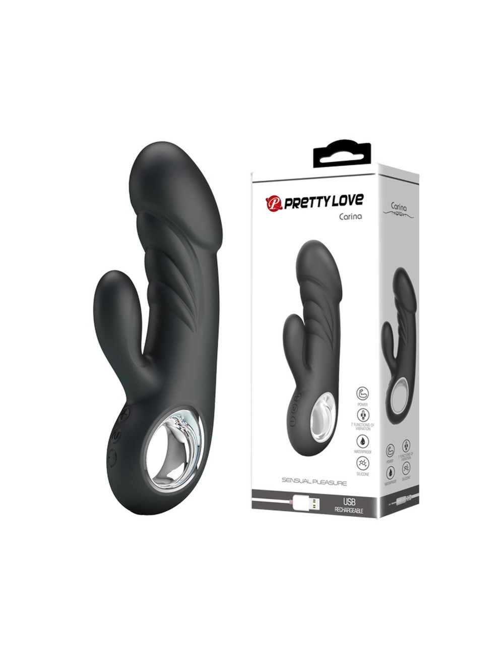 Pretty Love Ansel USB Black - Wibrator Punktu G z 7 trybami, silikonowy, wodoodporny