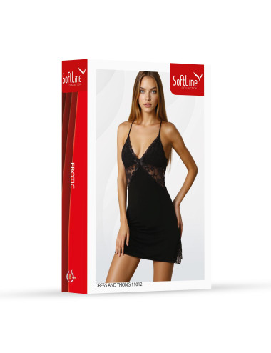 Set dress and thong 11012 black XL