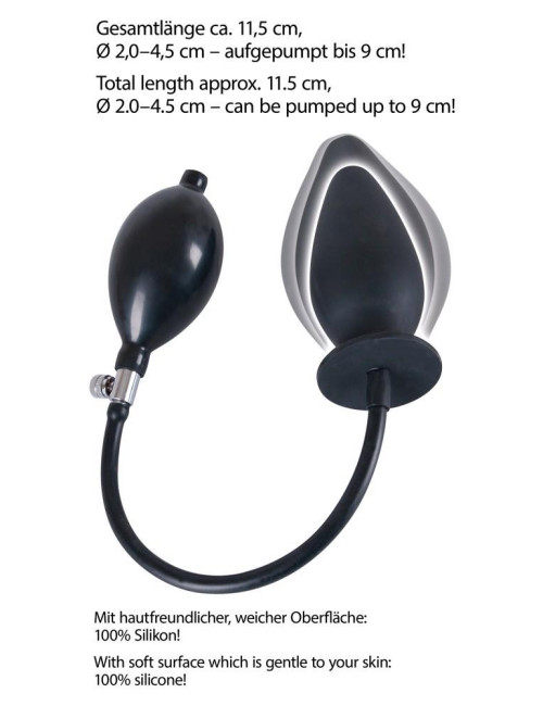 Inflatable Dildo Butt Plug - Zabawka Analna Pompowana Silikonowa 11,5 cm