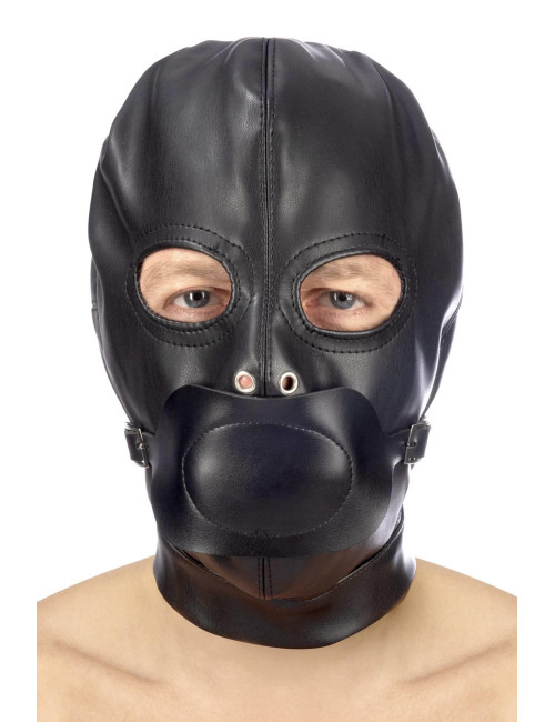 Maska BDSM Eyes Hood - Fetish Tentation, Maska na oczy z regulowaną osłoną ust, Spandex