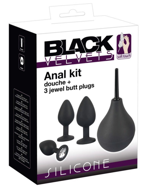 Black Velvets Anal Kit – Zestaw Analny z Prysznicem i 3 Wtyczki Analne