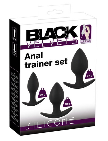 Black Velvets Anal Trainer Set Zestaw 3 wtyczek analnych silikonowych do stopniowanego treningu