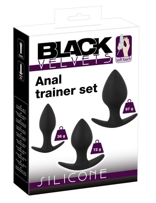 Black Velvets Anal Trainer Set Zestaw 3 wtyczek analnych silikonowych do stopniowanego treningu
