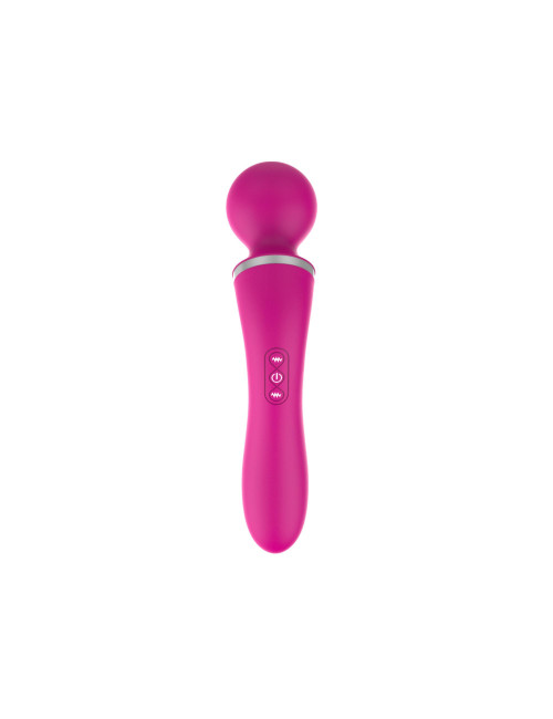 Dual Massager USB Pink - Wibrator i Masażer Zewnętrzny z Nakładką, 10+10 Funkcji, Silikon Medyczny, Wodoodporny