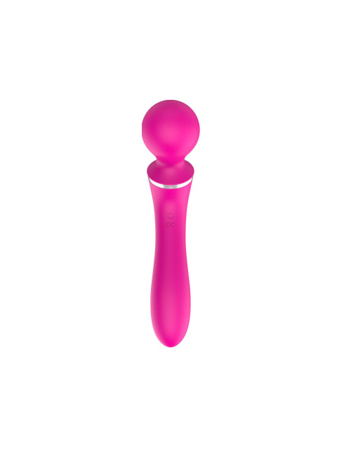 Dual Massager USB Pink - Wibrator i Masażer Zewnętrzny z Nakładką, 10+10 Funkcji, Silikon Medyczny, Wodoodporny