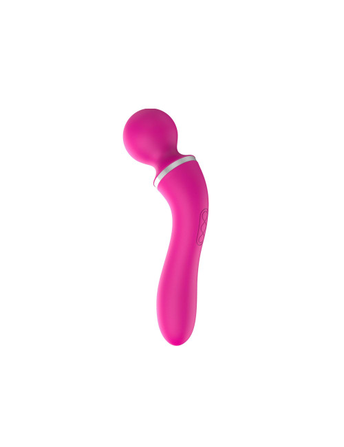 Dual Massager USB Pink - Wibrator i Masażer Zewnętrzny z Nakładką, 10+10 Funkcji, Silikon Medyczny, Wodoodporny