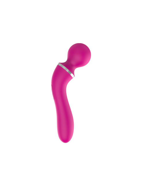 Dual Massager USB Pink - Wibrator i Masażer Zewnętrzny z Nakładką, 10+10 Funkcji, Silikon Medyczny, Wodoodporny
