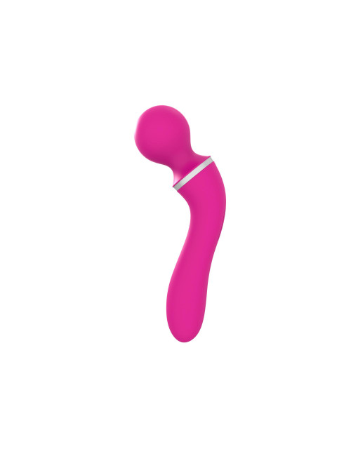Dual Massager USB Pink - Wibrator i Masażer Zewnętrzny z Nakładką, 10+10 Funkcji, Silikon Medyczny, Wodoodporny