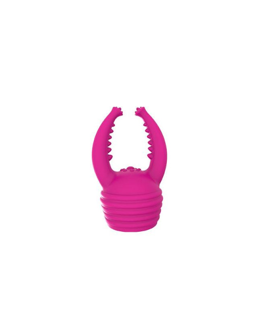 Dual Massager USB Pink - Wibrator i Masażer Zewnętrzny z Nakładką, 10+10 Funkcji, Silikon Medyczny, Wodoodporny